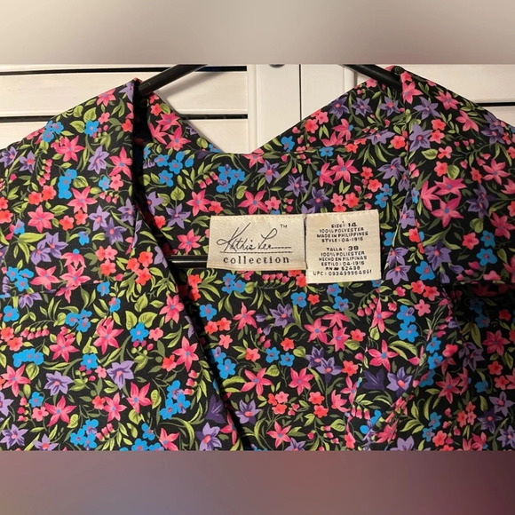 VTG Kathie Lee Collection Sleeveless Collared Button Down Floral Dress Size 14 - Picture 2 of 16